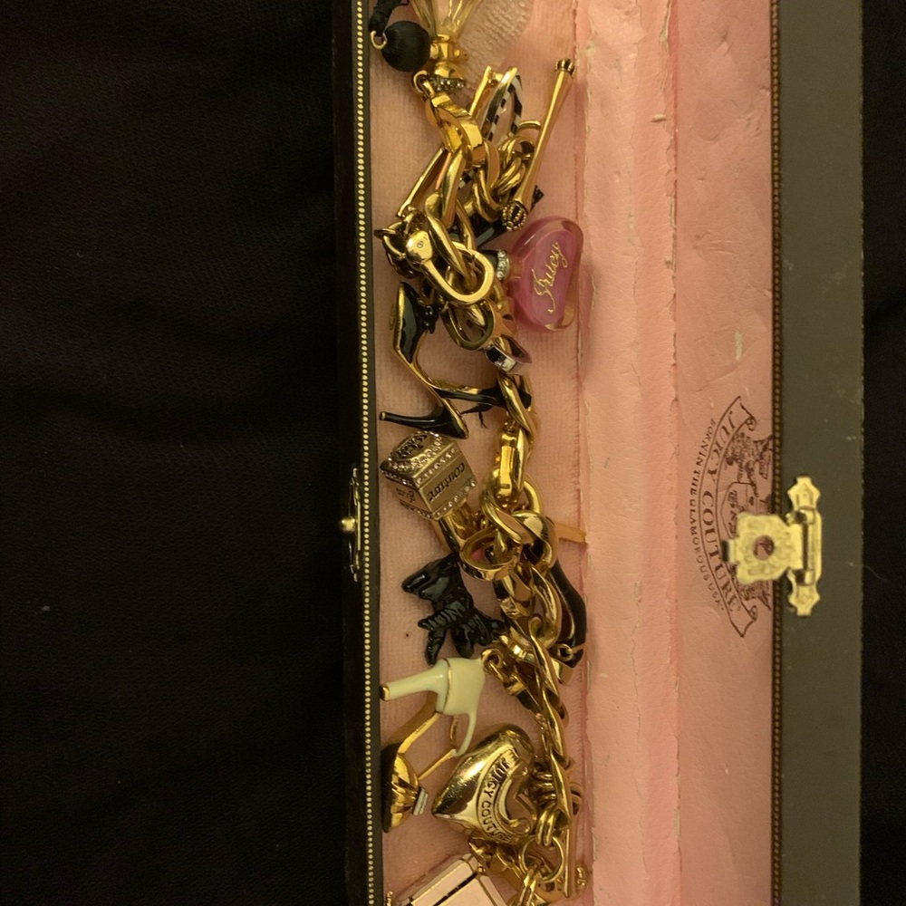 Juicy Couture Y2K  Gold and Black Charm Bracelet